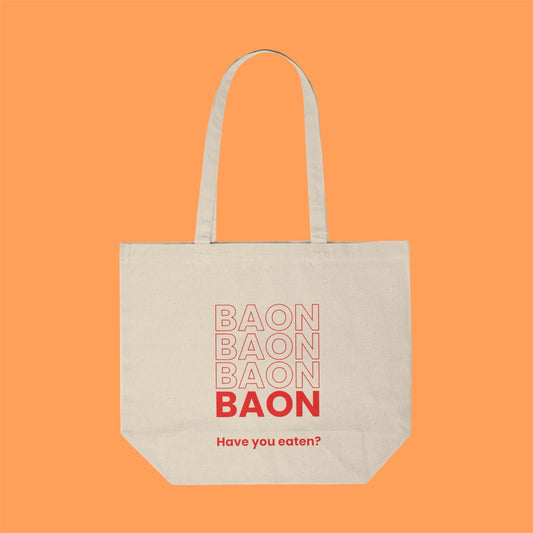 Large Baon tote with orange background